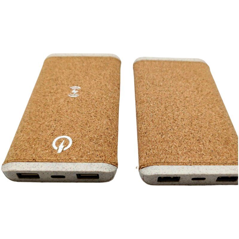 Biodegradable Cork Mobile Power Bank with Wireless Charging