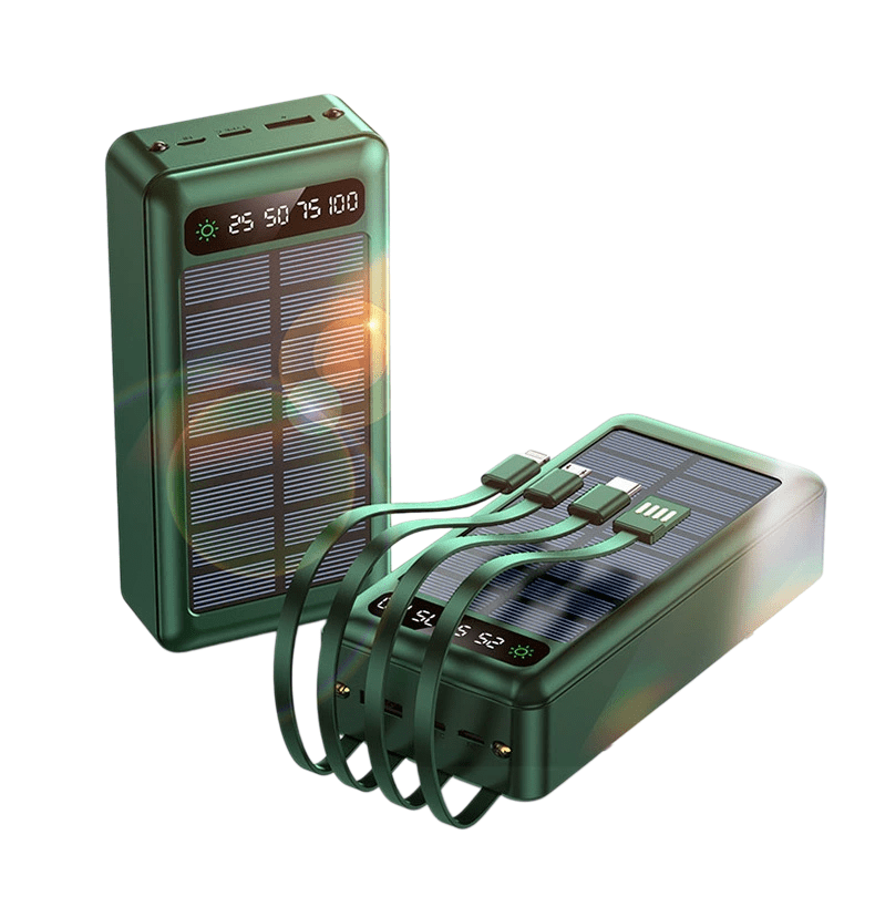 Cross-Border Solar Power Bank with Built-In Cable Super Large Capacity 50000 Mah